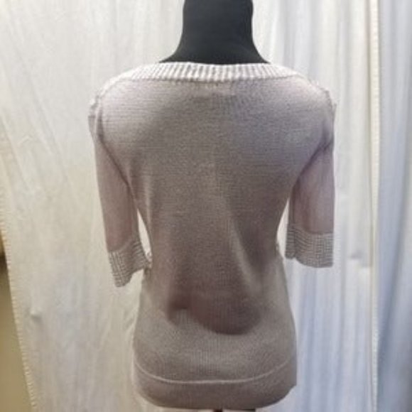 Rondina Sequin Beaded Metallic Knit Top Lavender Sz XS - Picture 6 of 10